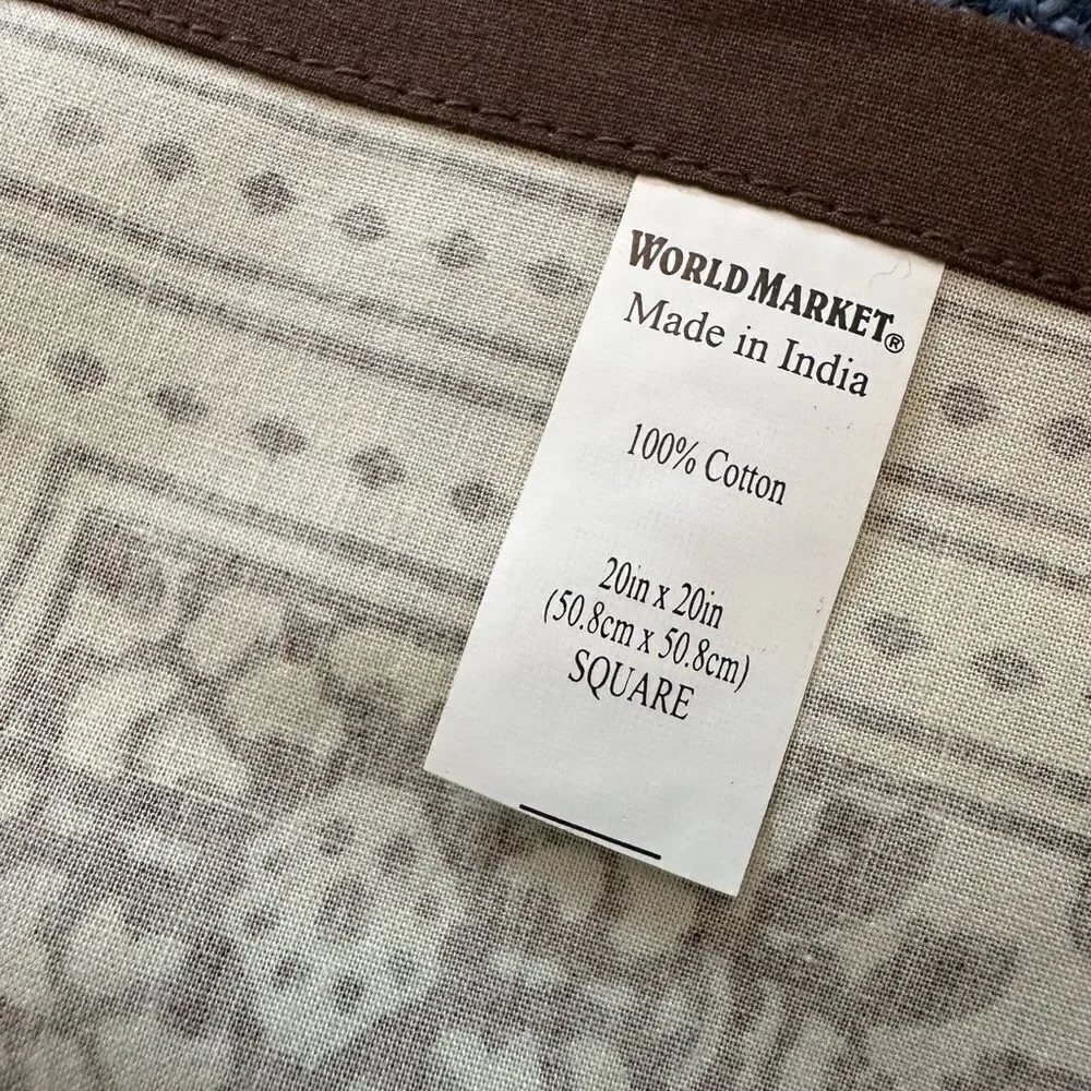 World Market Square Floral Cotton Napkins (4) 20”x20”
